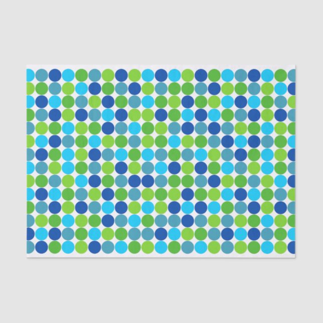 Modern Blue Green Polka Dot Pattern Tissue Paper (Front)