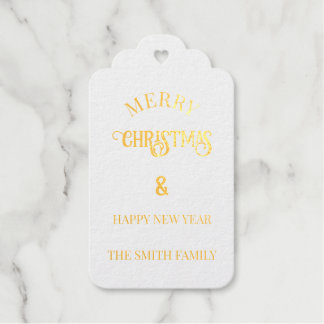 Modern Blue Green Tartan gold foil christmas Gift Tags
