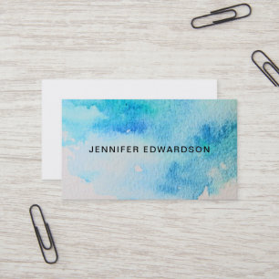 Modern blue green teal watercolor splatter splash business card