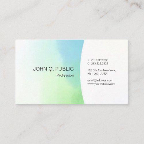 Modern Blue Green Watercolor Simple Template Business Card