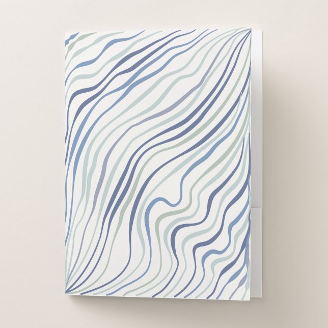 Modern Blue & Green Wavy Abstract Pattern Folder (Front)