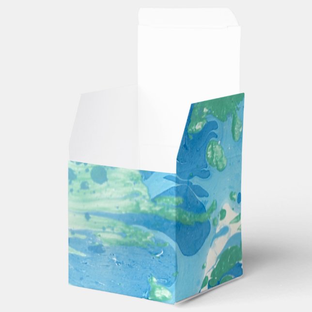 Modern Blue Green White Marble Look Abstract Favor Boxes (Opened)