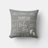 Modern Blue Grey Baby Boy photo Birth Announcement