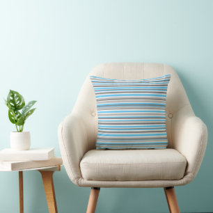 Modern Blue Grey Stripes Throw Pillow