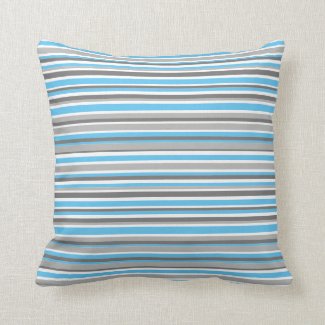 Modern Blue Grey Stripes Throw Pillow