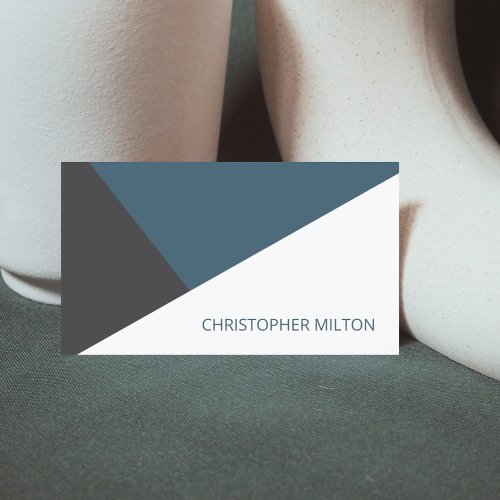 Modern Blue Grey White Geometric Consultant Business Card