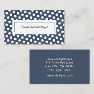 Modern Blue Grey White Girly Polka Dots Pattern Business Card