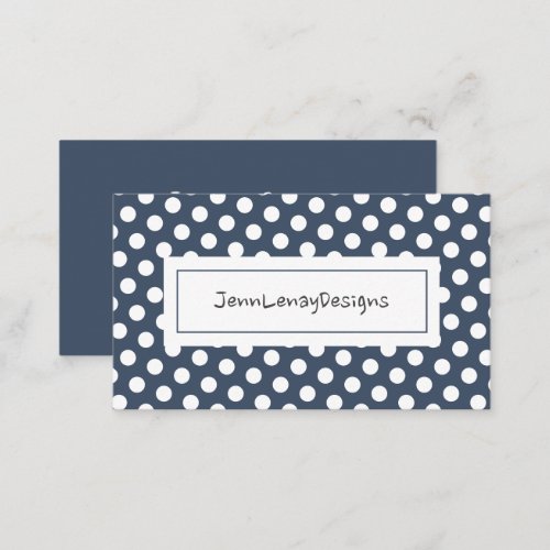 Modern Blue Grey White Girly Polka Dots Pattern Business Card