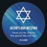Modern Blue Grunge Bar Mitzvah Classic Round Sticker<br><div class="desc">Modern navy blue grunge Bar Mitzvah stickers. Easily personalize for custom party favors.</div>