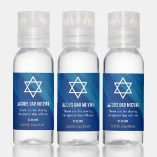Modern Blue Grunge Bar Mitzvah Hand Sanitizer