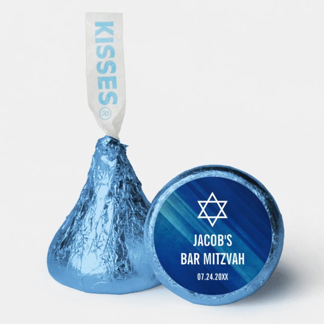 Modern Blue Grunge Bar Mitzvah Hershey®'s Kisses® (Front)