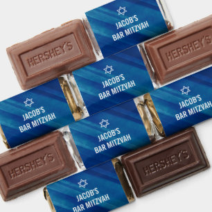 Modern Blue Grunge Bar Mitzvah Personalized Hershey's Miniatures
