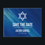 Modern Blue Grunge Bar Mitzvah Save the Date Announcement Postcard<br><div class="desc">Modern navy blue grunge Bar Mitzvah save the date postcards. Easily personalize for your special event.</div>