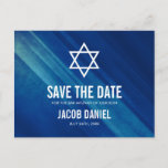 Modern Blue Grunge Bar Mitzvah Save the Date Announcement Postcard<br><div class="desc">Modern navy blue grunge Bar Mitzvah save the date postcards. Easily personalize for your special event.</div>