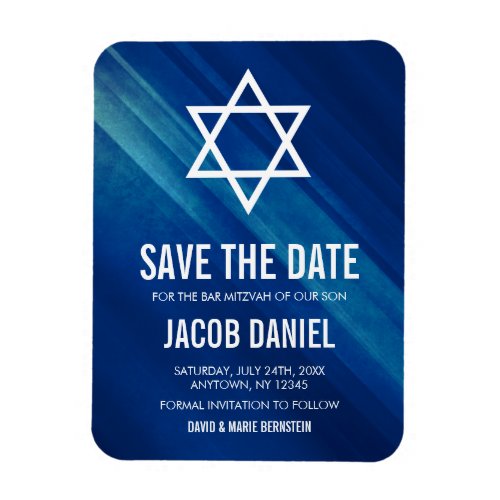 Modern Blue Grunge Bar Mitzvah Save the Date Magnet