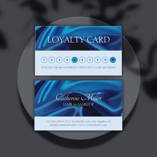 Modern Blue Hair & Makeup Artist Beauty Salon Loyalty Card (Modern Blue Hair & Makeup Artist Beauty Salon Loyalty Card)