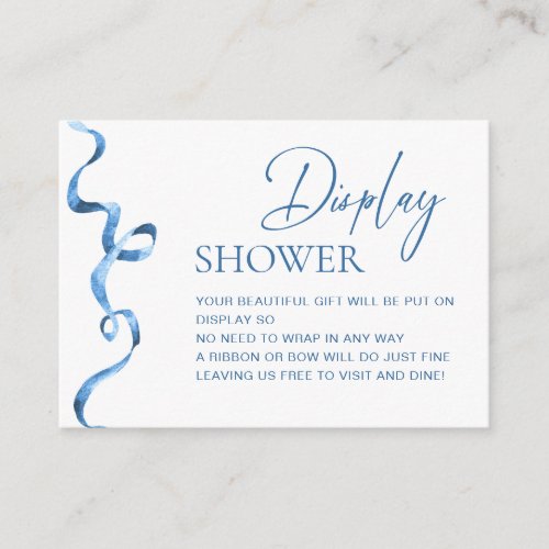 Modern Blue Hand Drawn Bow Bridal Shower Display Enclosure Card