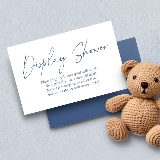 Modern Blue Handwritten Display Shower Enclosure Card (Modern Blue Display Shower - Baby Shower Enclosure cards)