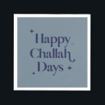 Modern Blue Happy Challah Days Hanukkah  Napkins<br><div class="desc">© Gorjo Designs. Made for you via the Zazzle platform.

// Need help customizing your design? Got other ideas? Feel free to contact me (Zoe) directly via the contact button below.</div>