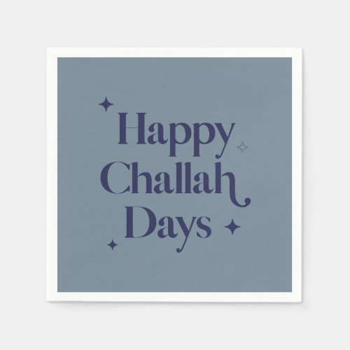 Modern Blue Happy Challah Days Hanukkah  Napkins