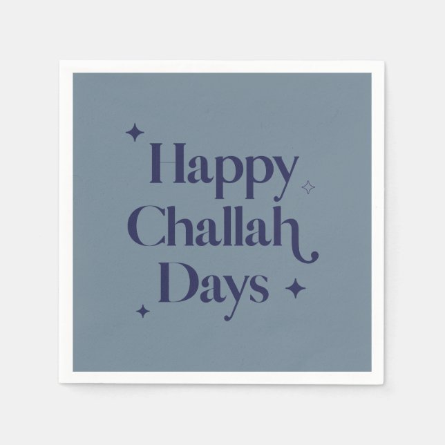 Modern Blue Happy Challah Days Hanukkah  Napkins (Front)