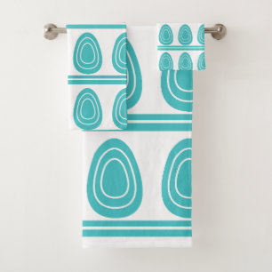 Modern Blue Happy Easter Eggs Pattern Bath Towel Set
