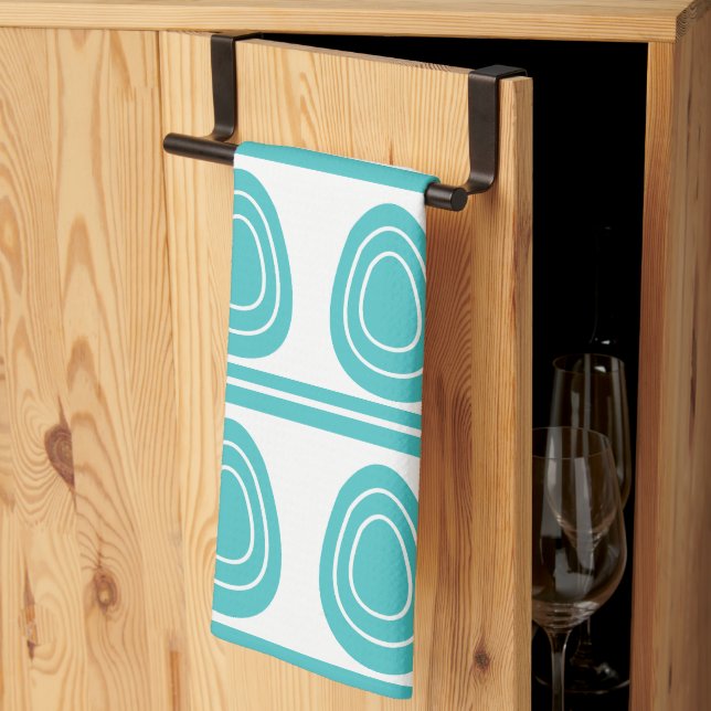Modern Blue Happy Easter Eggs Pattern  Kitchen Towel (Thirds Fold)