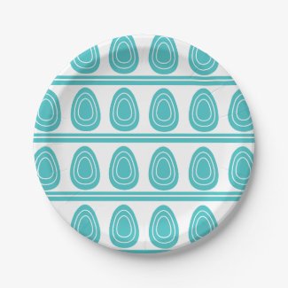 Modern Blue Happy Easter Eggs Pattern Party