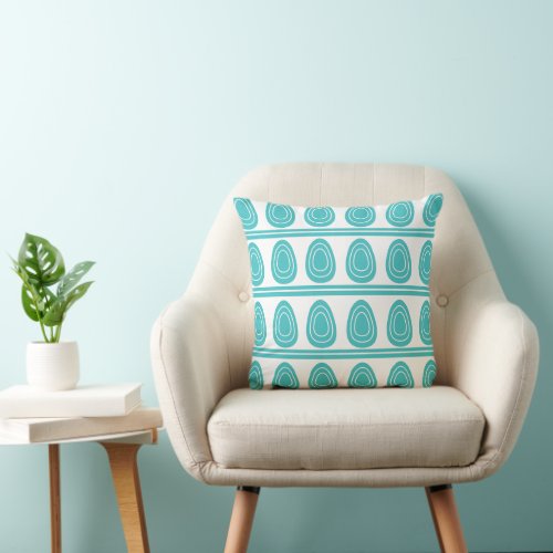 Modern Blue Happy Easter Eggs Pattern Throw Pillow