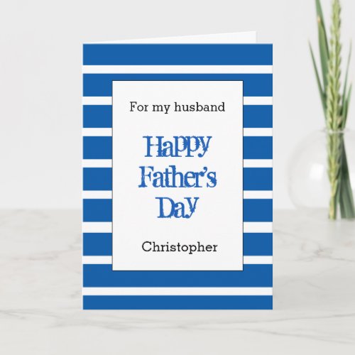 Modern Blue Happy Fathers Day Husband Card