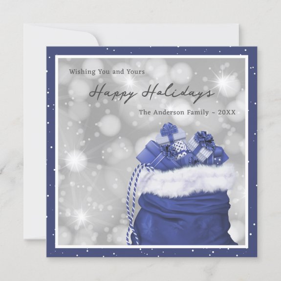 Modern Blue Happy Holidays Card