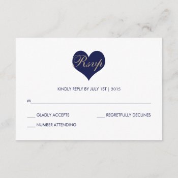 Modern Blue Heart And Stripe - Rsvp Card by Whimzy_Designs at Zazzle