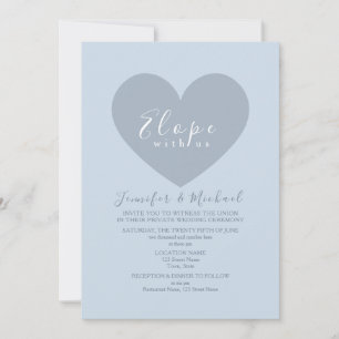 Modern Blue Heart Elopement Wedding Invitation