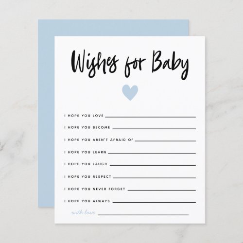 Modern Blue Heart Shower Wishes for Baby 