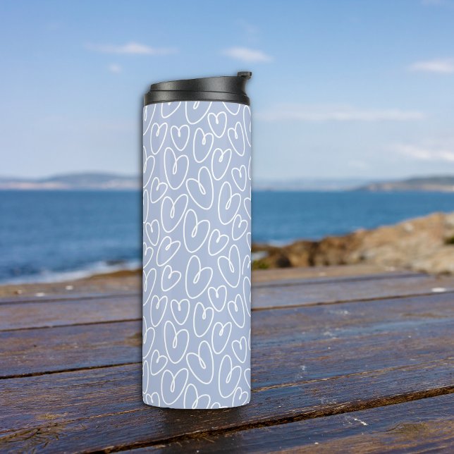 Modern Blue Heart Thermal Tumbler (Creator Uploaded)