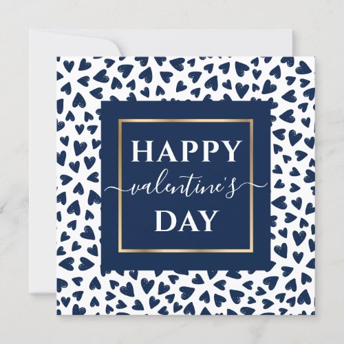 Modern Blue Hearts Happy Valentines Day Holiday Card