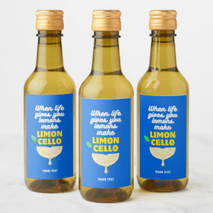 Modern Blue Homemade Lemons Party Limoncello Wine Label