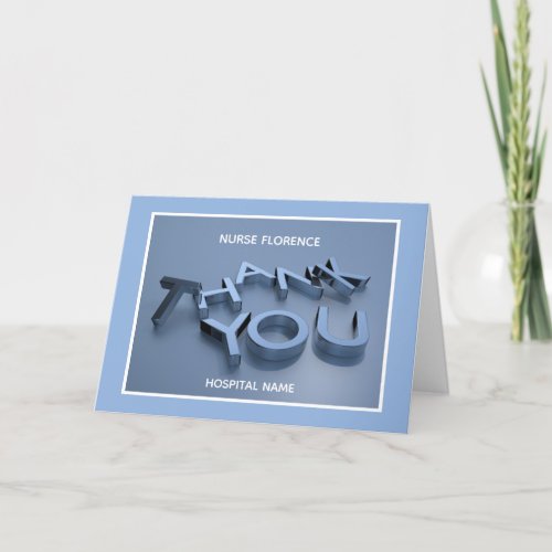 Modern Blue Hospital Nurse Thank You Card