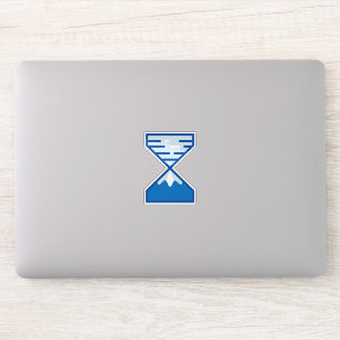 Modern Blue Hourglass Mountain Nature Sticker