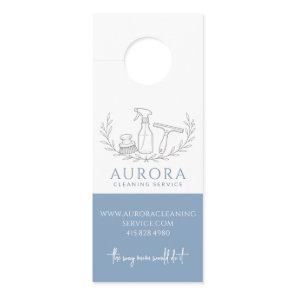 Modern Blue House Cleaning And Maid Service Door Hanger