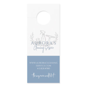 Modern Blue House Cleaning And Maid Service Door Hanger