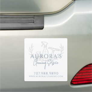 Modern Blue House Cleaning Maid Service Car Magnet