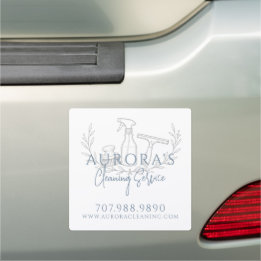 Modern Blue House Cleaning Maid Service Car Magnet