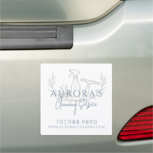 Modern Blue House Cleaning Maid Service Car Magnet