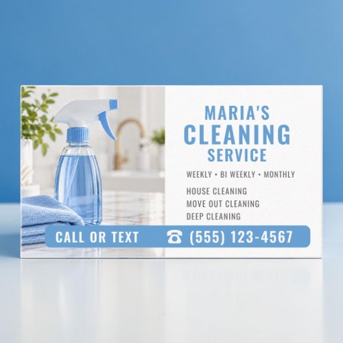 Modern Blue House Cleaning Service Business Card