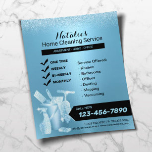 Modern Blue House Cleaning Service Housekeeping Flyer