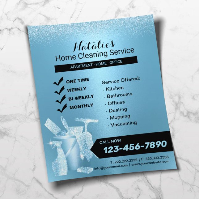 Modern Blue House Cleaning Service Housekeeping Flyer (Creator Uploaded)