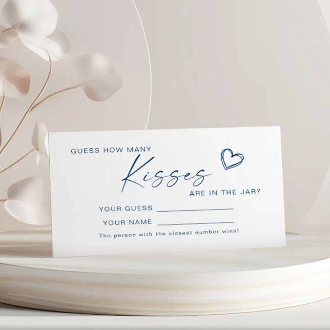 Modern Blue How Many Kisses Shower Game card (Creator Uploaded)