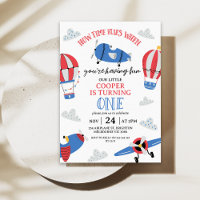 Modern Blue How Time Flies 1st Birthday