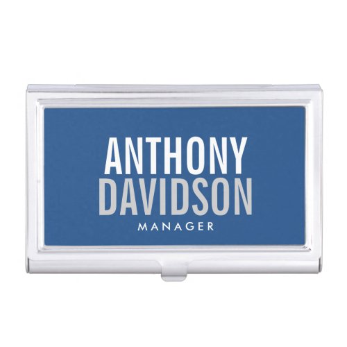 Modern Blue Huge Bold Text  Business Card Case